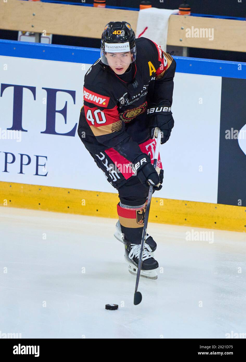 Alexander EHL Nr.40 of Germany  in the match GERMANY - SLOVAKIA 7-3 Friendly match DEB ICE HOCKEY, World Championship 2024 preparation in Kaufbeuren Germany, Apr 18, 2024,  Season 2023/2024, Slowakei,  Photographer: ddp images / star-images Stock Photo
