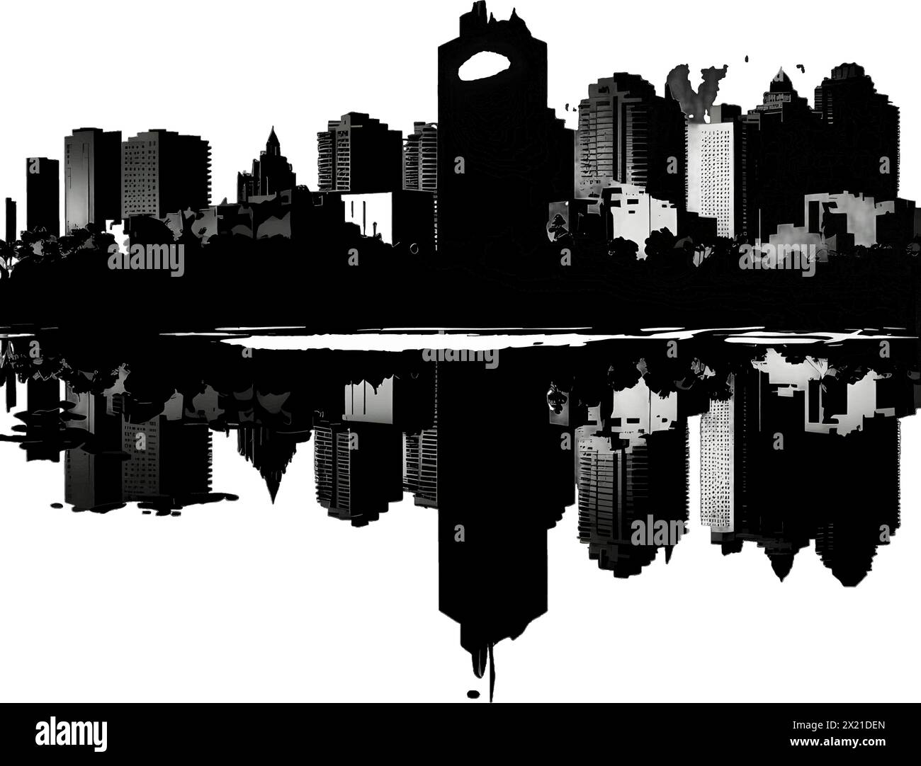 Vector illustration of city skylines in black silhouette against a clean white background, capturing graceful forms. Stock Vector