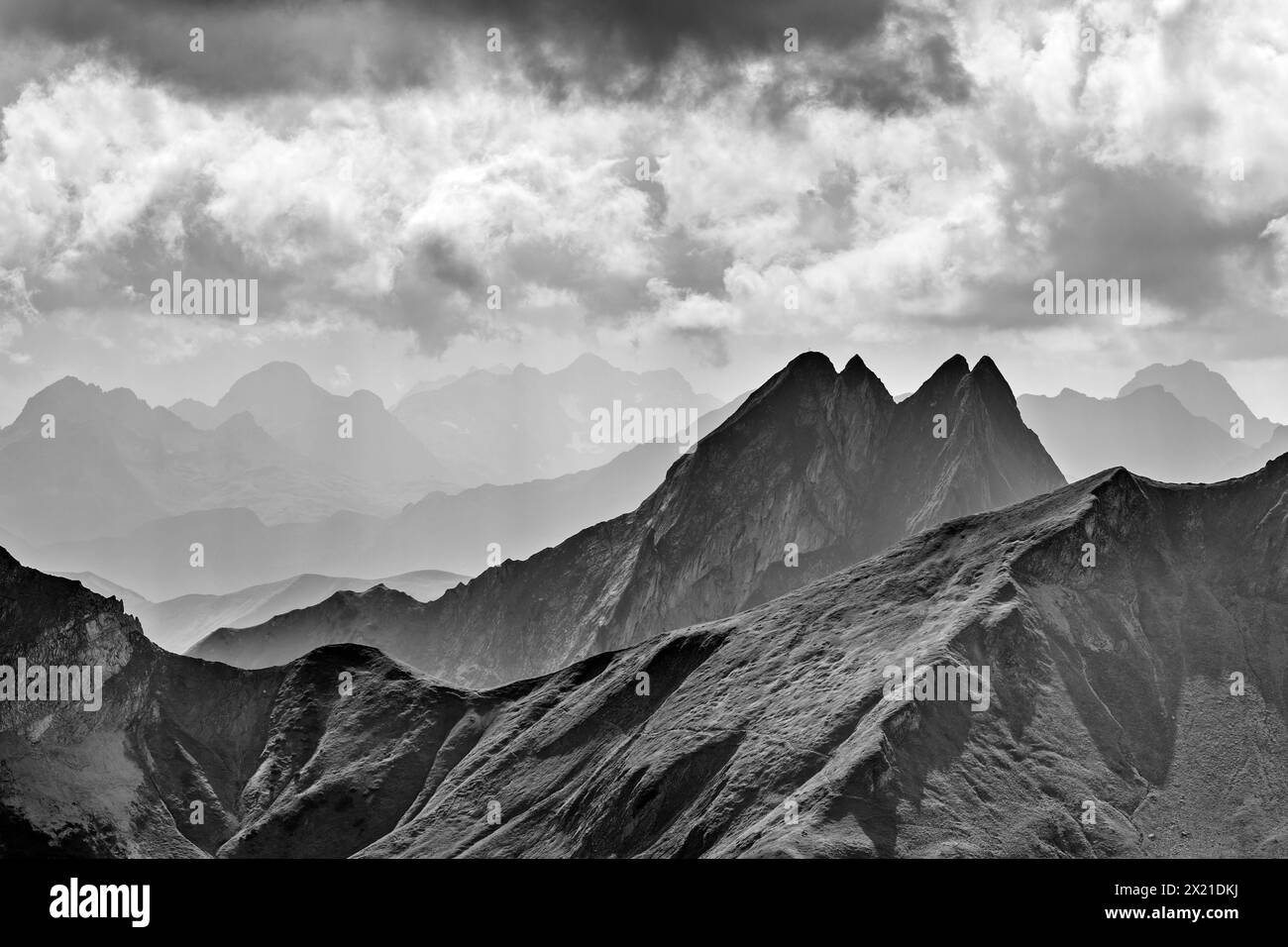 Viergipflige Höfats, from the Anniversary Trail, Allgäu Alps, Allgäu, Swabia, Bavaria, Germany Stock Photo