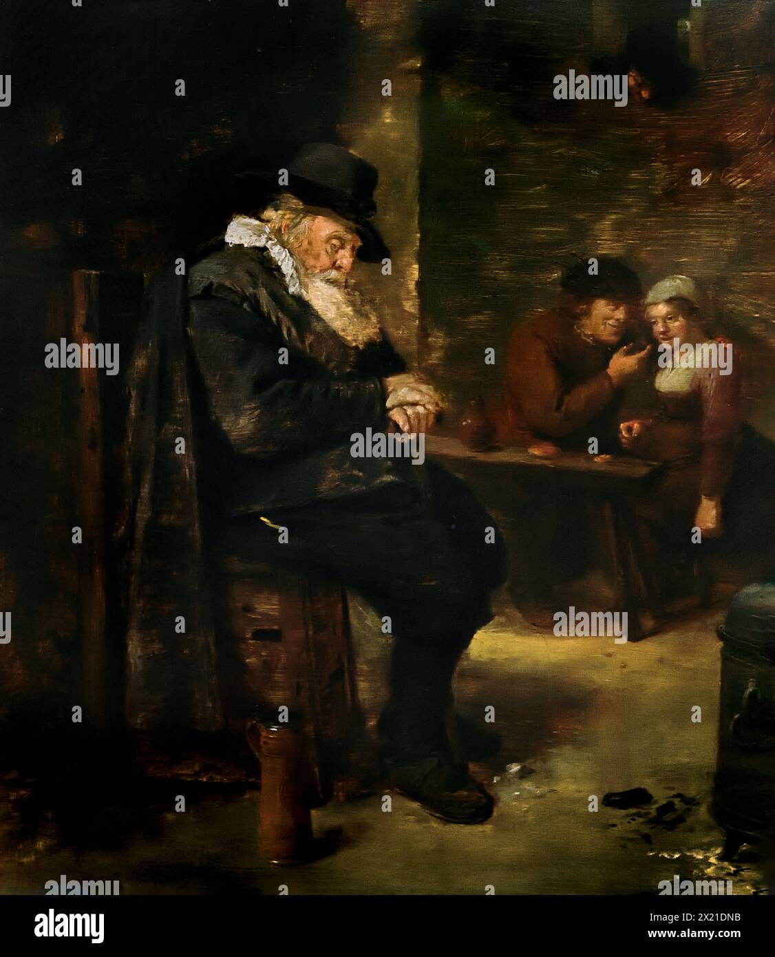 Old Man in a Tavern by Adriaen Brouwer 1603-1636 Royal Museum of Fine Arts,  Antwerp, Belgium, Belgian. Stock Photo
