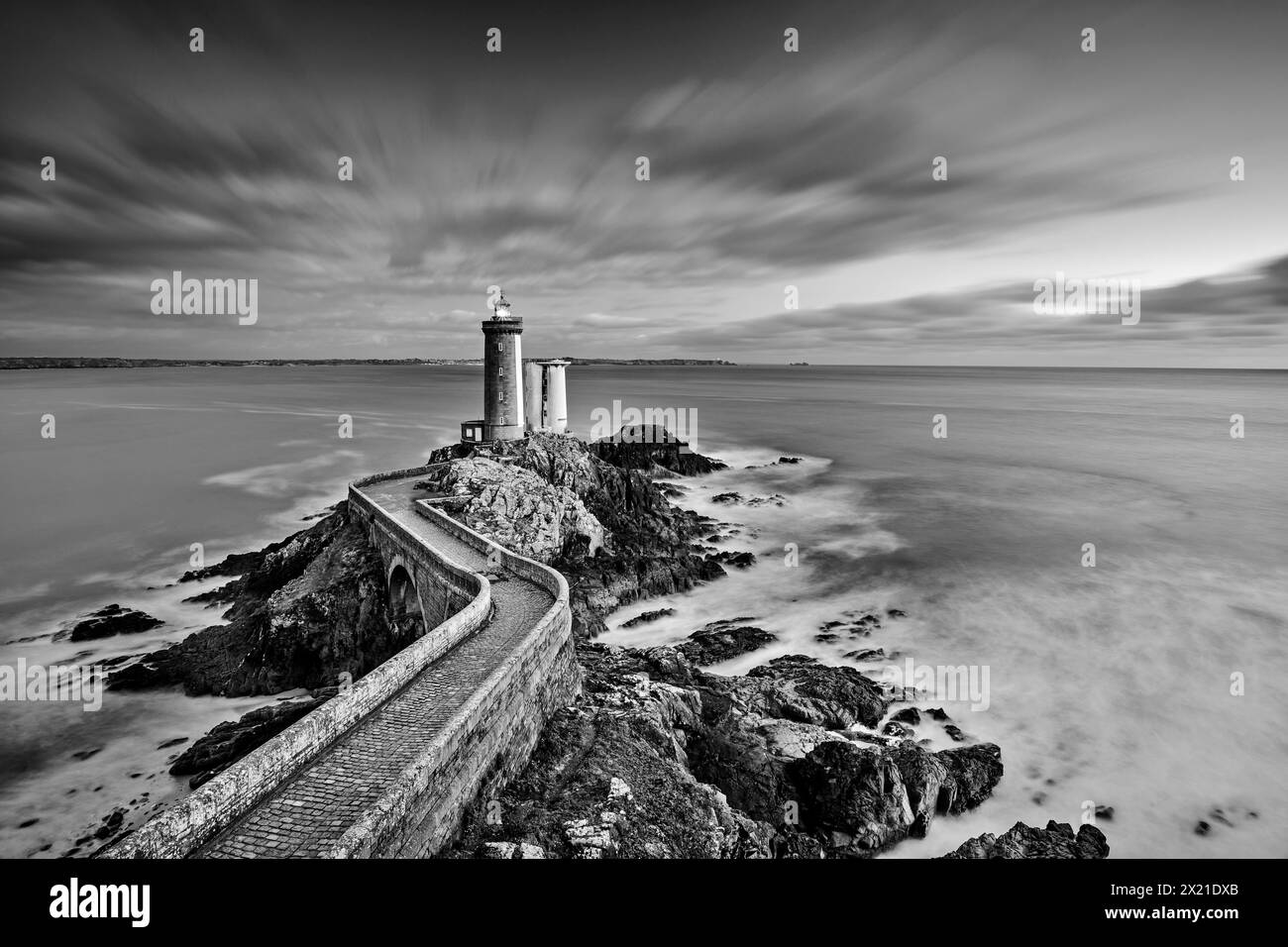 Path leads towards the Phare du Petit Minou lighthouse, Minou, Plouzane, Brittany, France Stock Photo