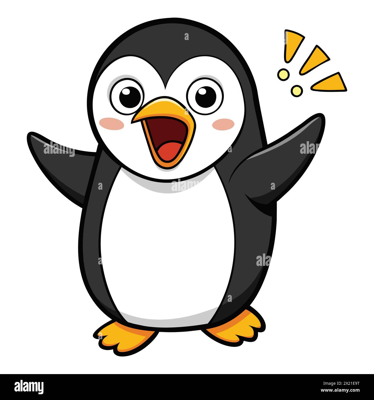 Adorable Penguin Vector Illustration with Wow Expression. Funny Penguin