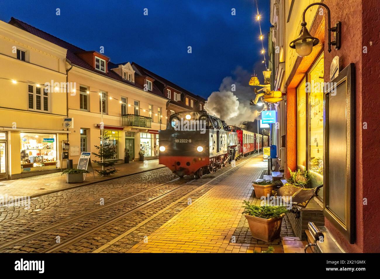 Steam locomotive of the Bäderbahn Molli in Bad Doberan, Mecklenburg-Western Pomerania, Germany Stock Photo