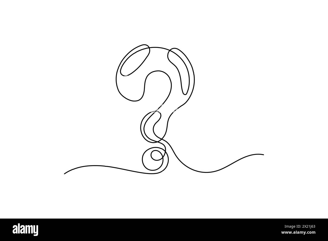 Question mark continuous line one line drawing isolated on white background. Vector illustration. Question mark cartoon Stock Vector