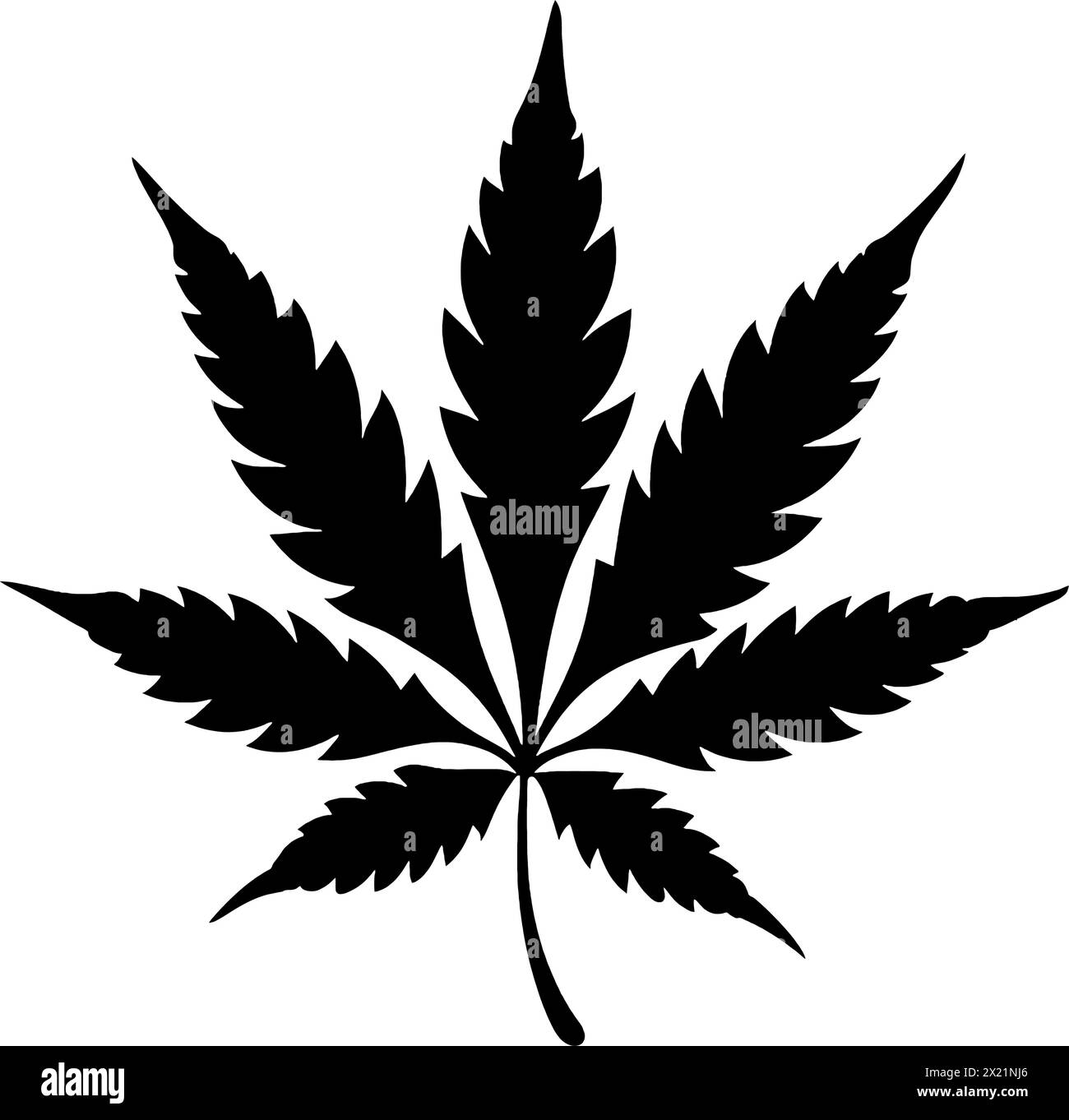 Vector illustration of a cannabis in black silhouette against a clean white background, capturing graceful forms of this vector. Stock Vector