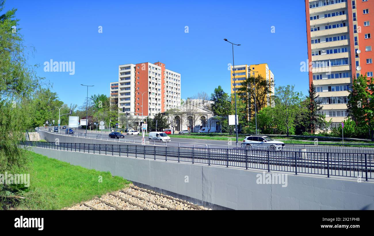 Warsaw, Poland. 11 April 2024. Panorama of the city on the right bank of the Vistula. Stock Photo