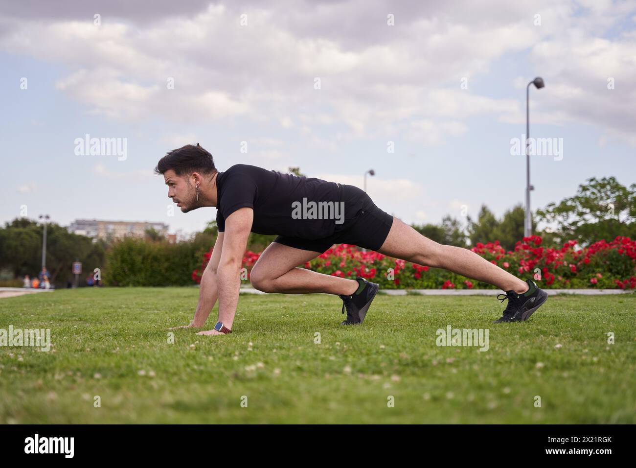 Guy stretching body muscles on hi-res stock photography and images - Alamy