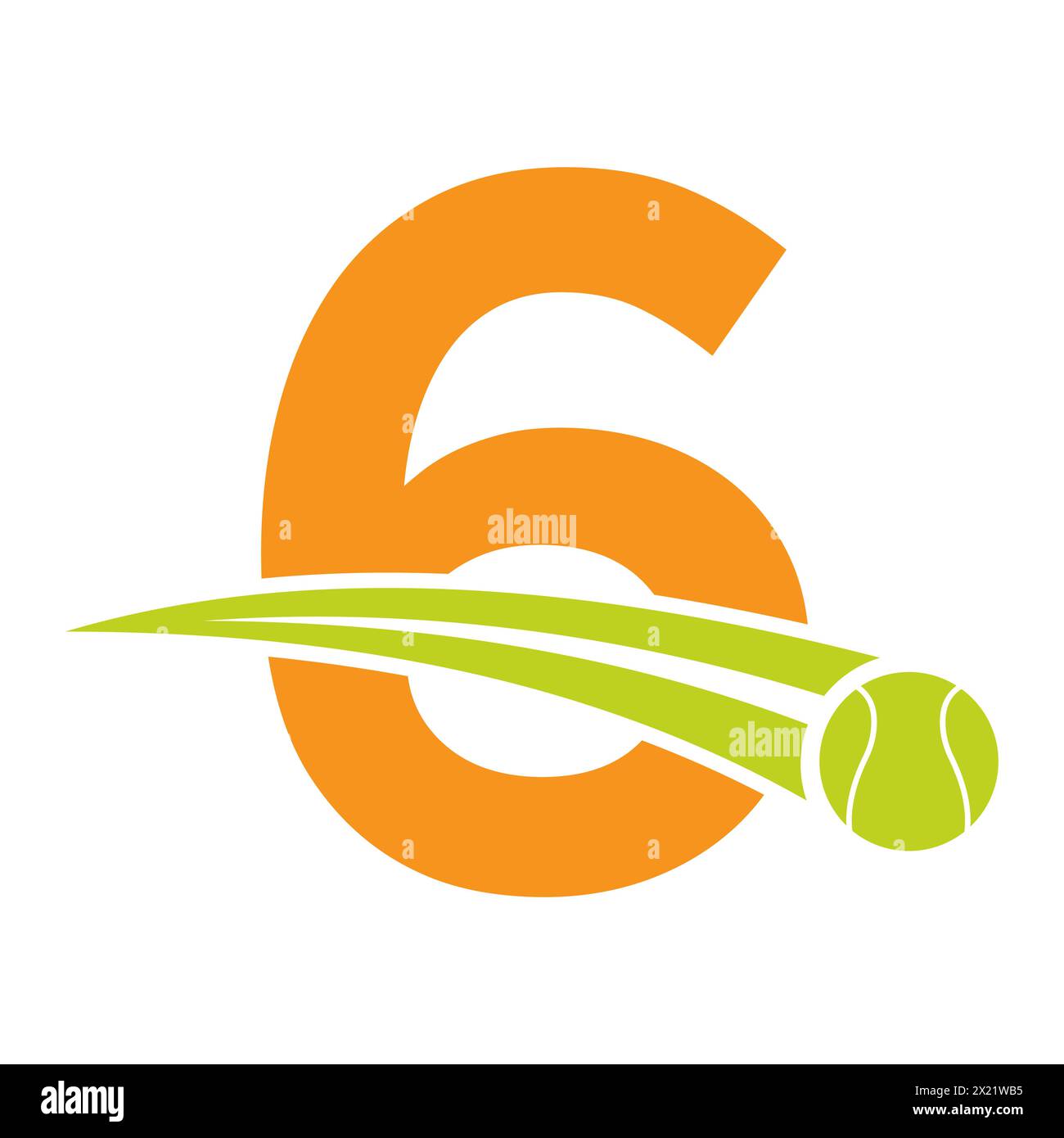 Tennis Logo On Letter 6 Concept With Moving Tennis Ball Symbol. Tennis ...