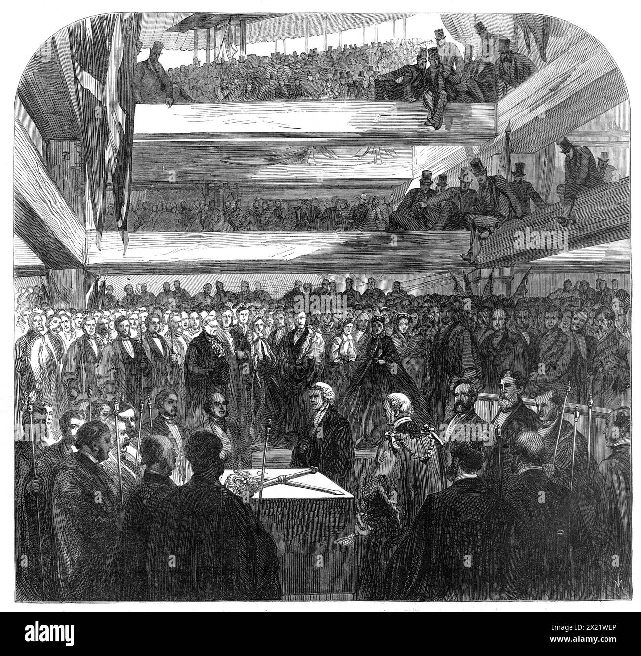 The Lord Mayor of London laying the Foundation-Stone of the new bridge at Blackfriars, 1865. The bridge was designed by Joseph Cubitt. From &quot;Illustrated London News&quot;, 1865. Stock Photo