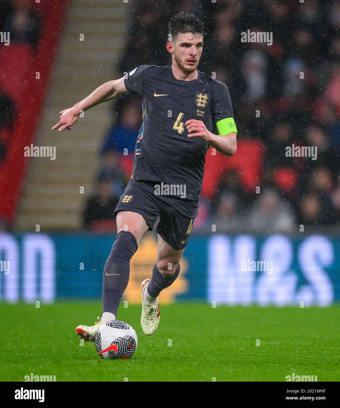 26 Mar 2024 - England v Belgium - International Friendly - Wembley Stadium  England's Declan Rice in action against Belgium.  Picture : Mark Pain / Alamy Live News Stock Photo