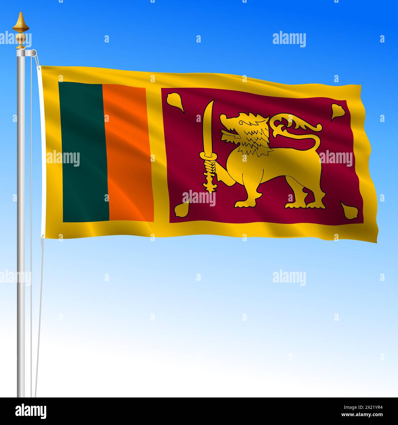 Sri Lanka, official national waving flag, asiatic country, vector illustration Stock Vector
