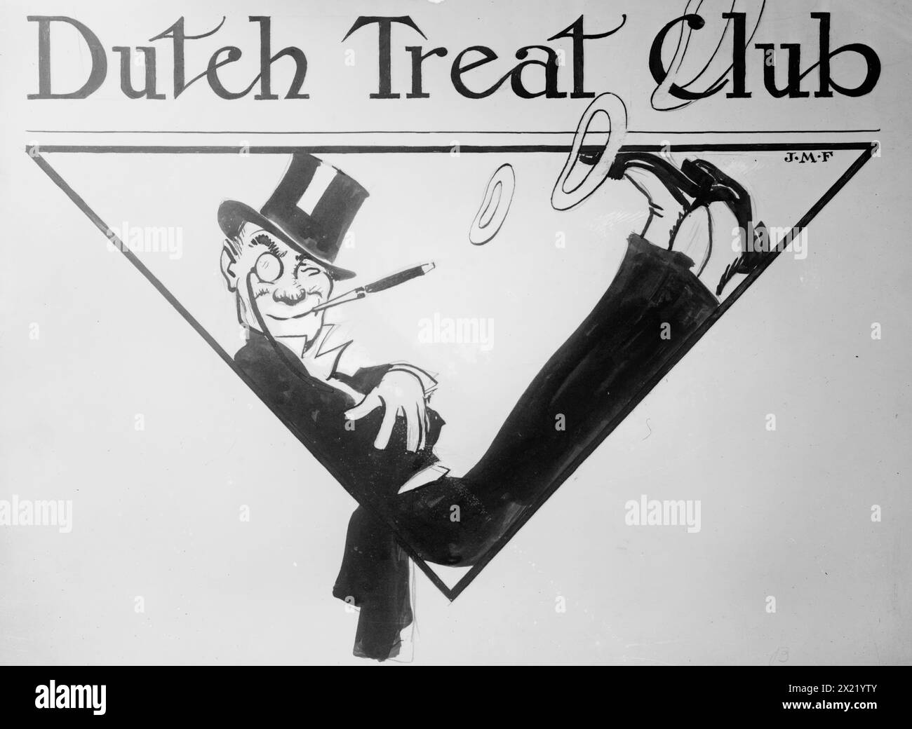 Dutch Treat Club - [cover drawing?], between c1910 and c1915. Shows an illustration by artist James Montgomery Flagg for the Dutch Treat Club, a society of illustrators, performers and writers in New York City. Stock Photo
