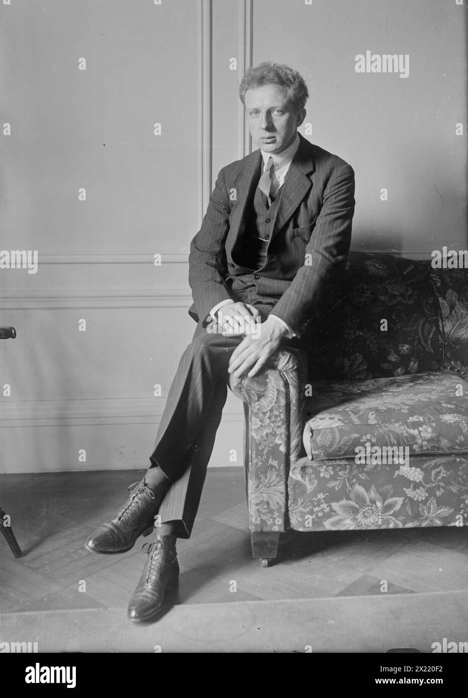 Leopold Stokowski, 1918. Shows British conductor Leopold Anthony Stokowski (1882-1977). Stock Photo