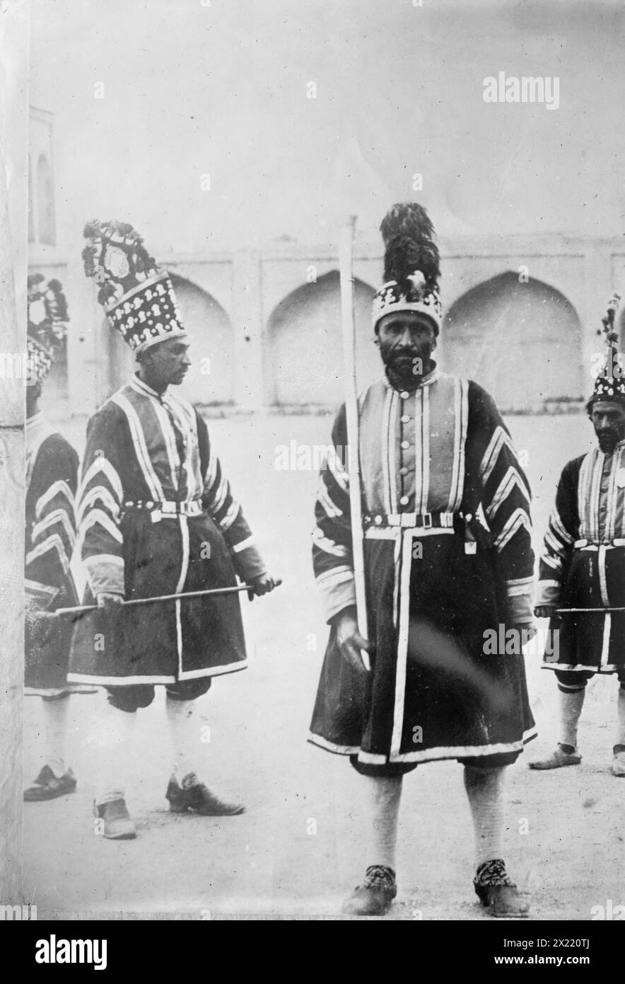 Palace attendants (runners), Persia, 1918. Stock Photo