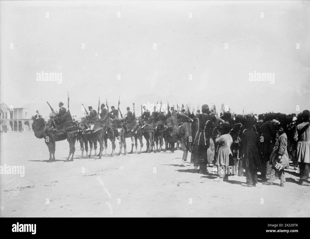 Persian troops - camel artillery, 1918. Stock Photo