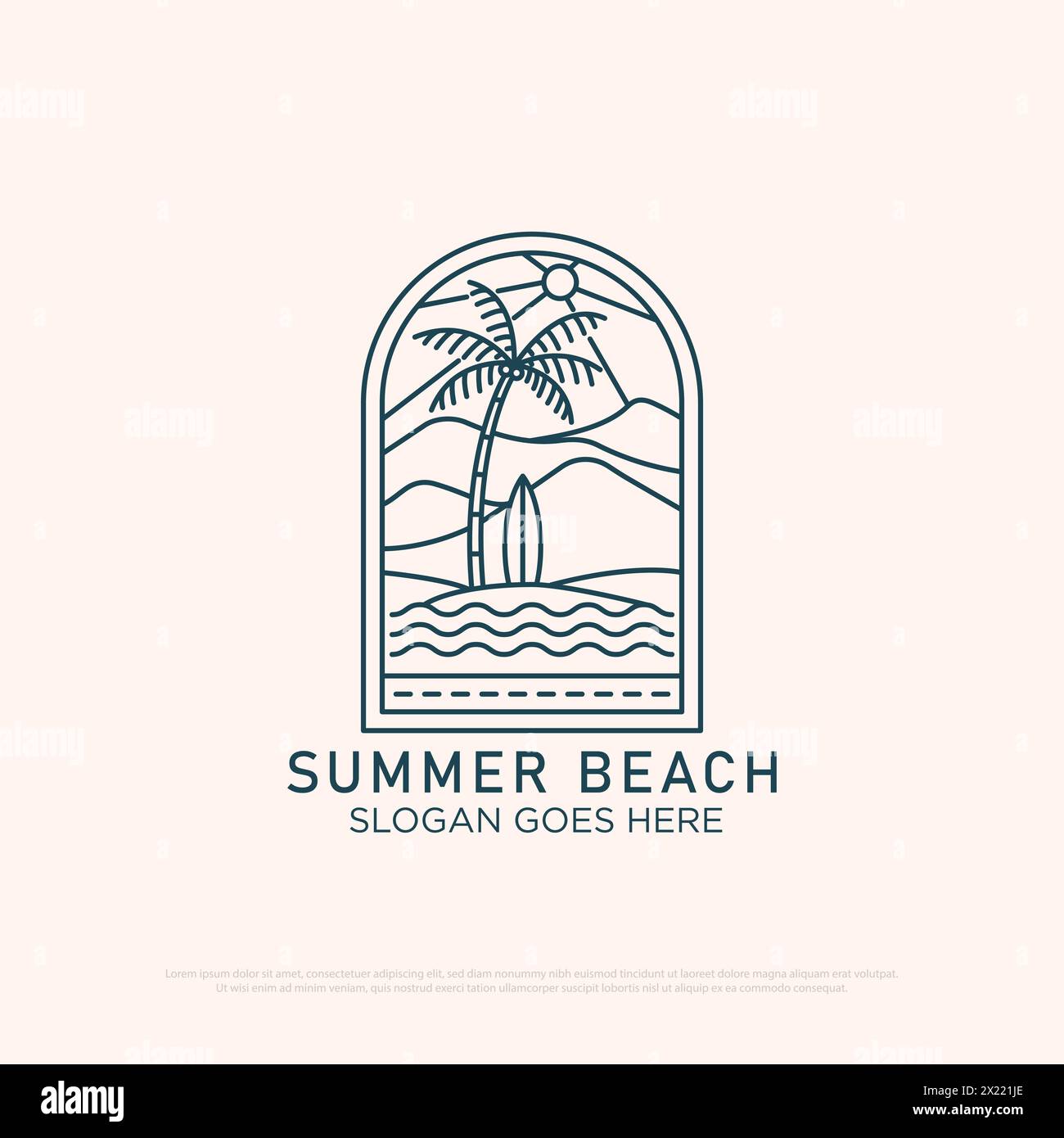 mountain Beach logo design with line art simple vector minimalist ...