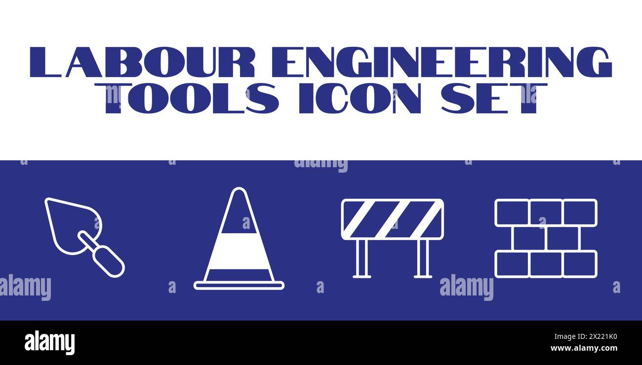 Labour day icon set. Labor Tools Icon Vector graphic illustration. Line Icons set of Engineering tools Stock Vector