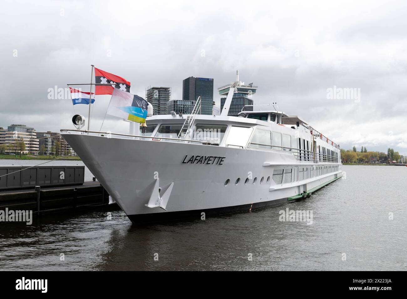 Amsterdam The Netherlands 19th April 2024 Rhine river cruise ships ...