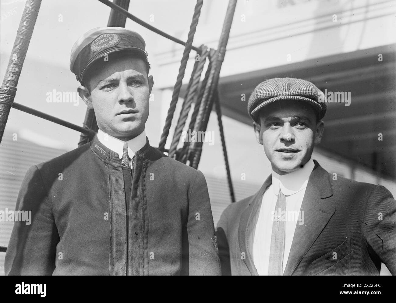 H. Benson &amp; C. Krauter, wireless men on Merida &amp; Princess Anne, between c1910 and c1915. Stock Photo