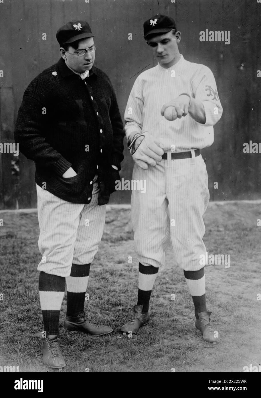 Libe Washburn with Rube Marquard, New York, NL (baseball), 1911. Shows