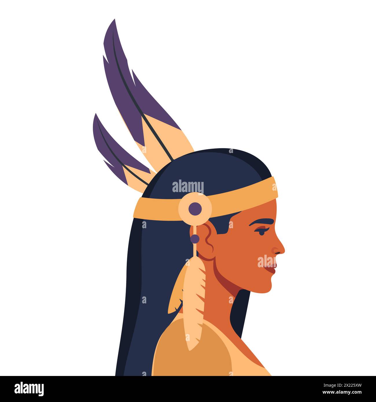 Native american indian woman portrait in traditional costume with ...