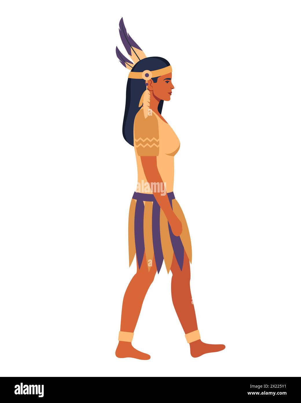 Native american indian woman in traditional costume with feathers Stock ...