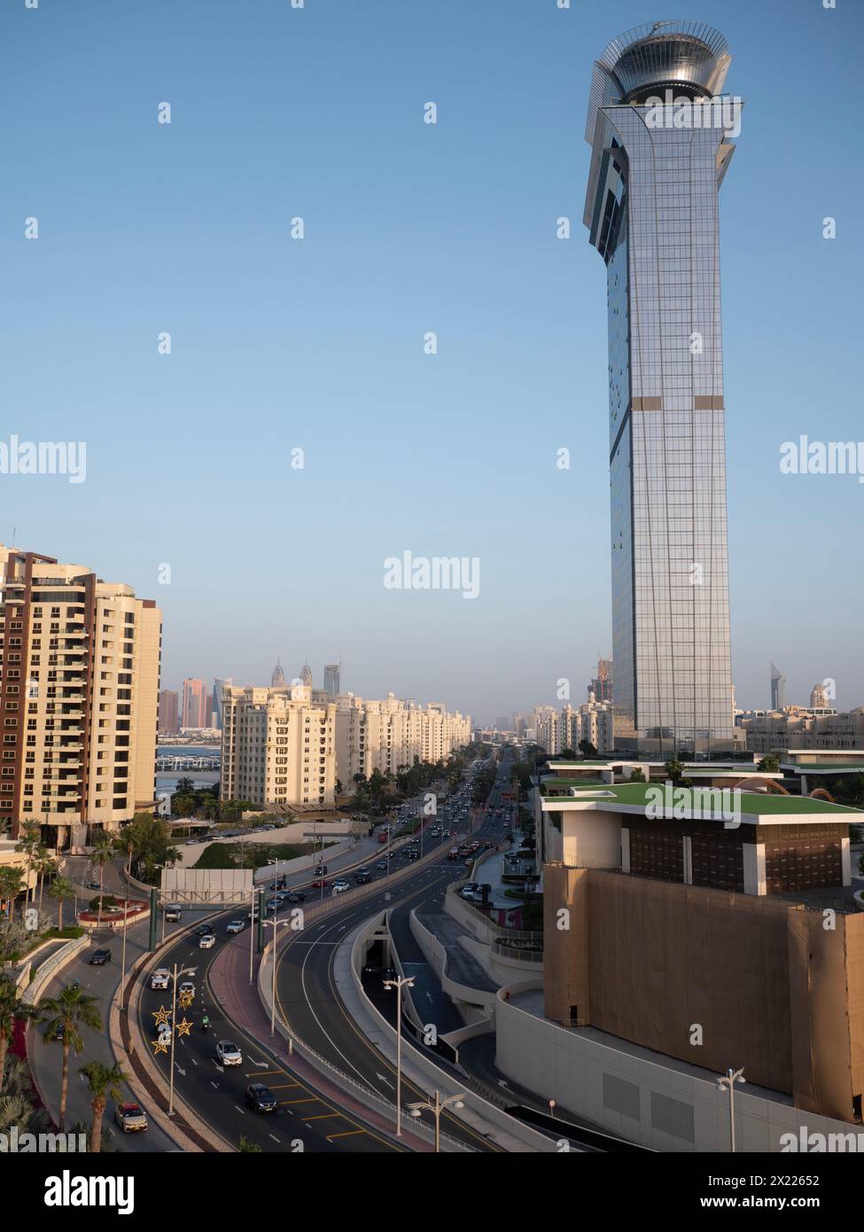 The Palm Tower, 52 storey mixed use skyscraper  in Palm Jumeirah, Dubai, UAE, United Arab Emirates Stock Photo