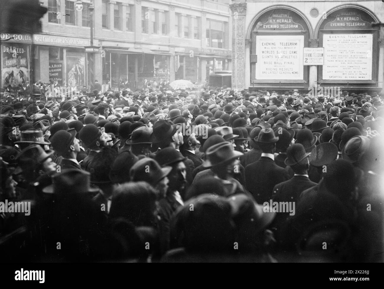 Crowd watching "playograph," World Series, 1911, 1911. Shows crowd
