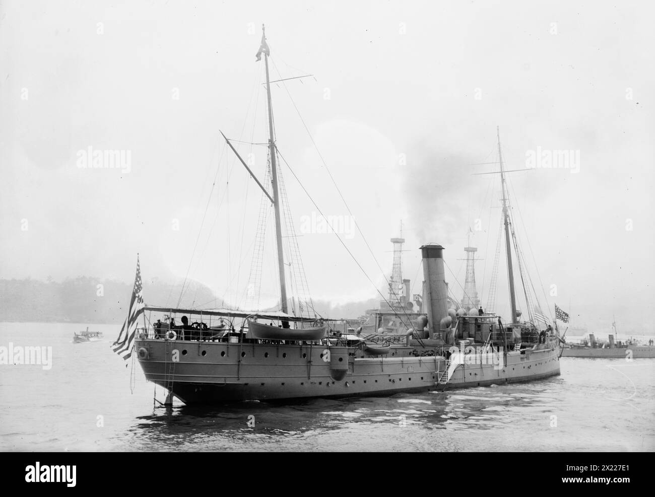 Dolphin, 1912. Shows an auxiliary dispatch ship which was probably part of the naval review for President William Howard Taft in New York City, October 14, 1912. Stock Photo