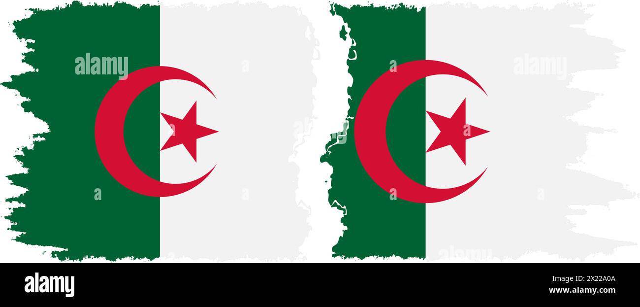 Algeria and Algeria grunge flags connection, vector Stock Vector