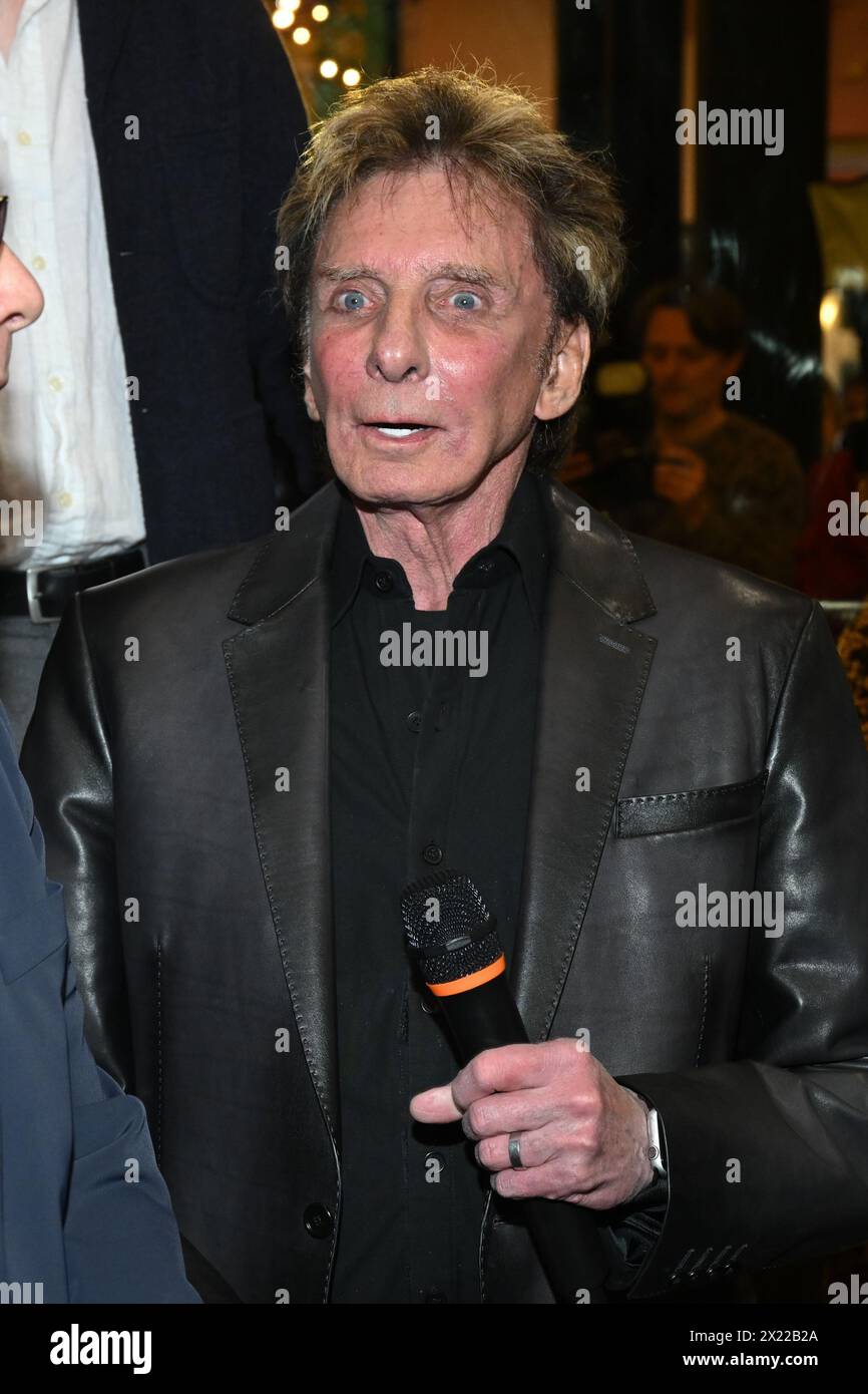 Barry Manilow unveils a window display dedicated to the Broadway