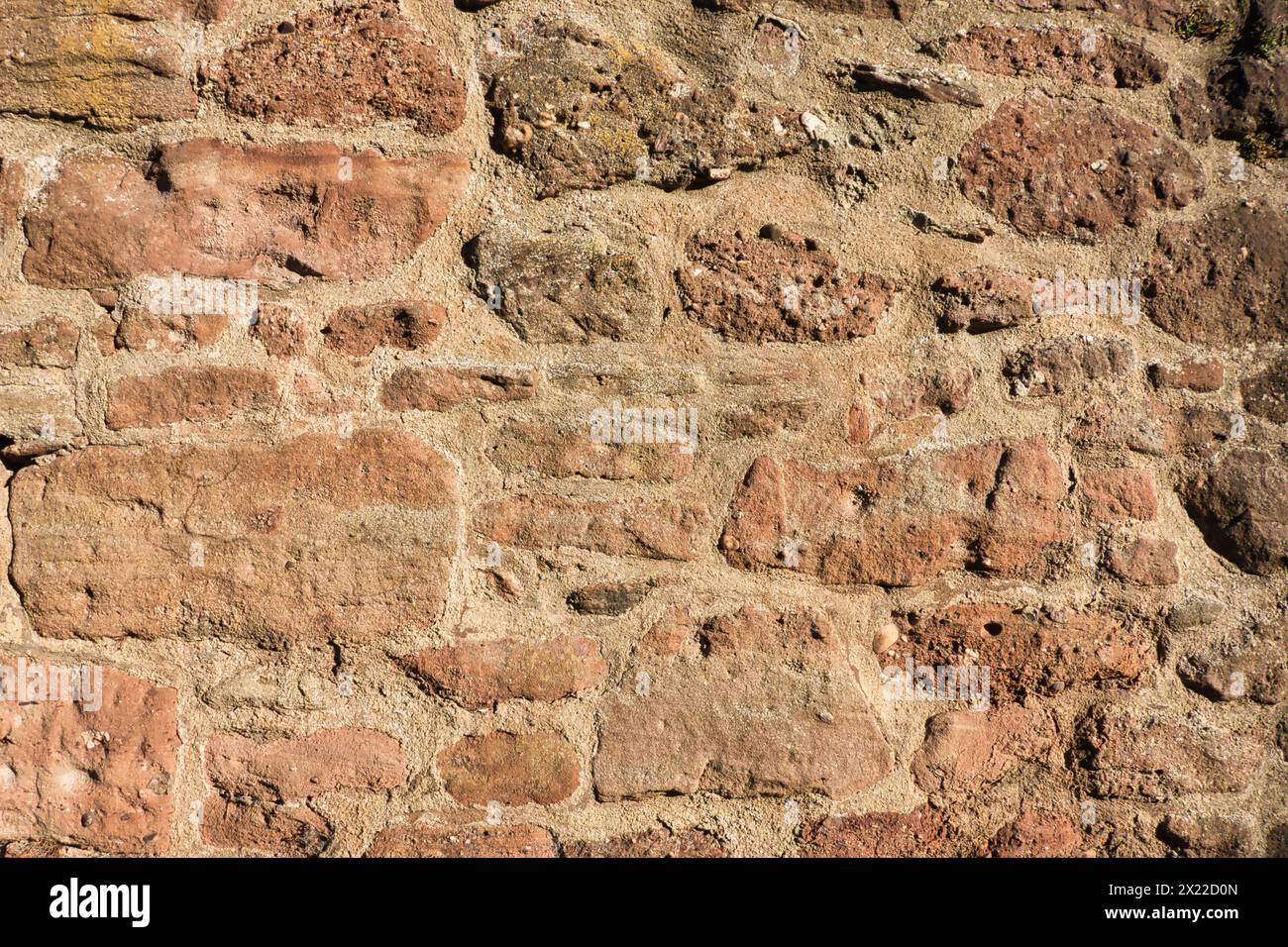 Red-brown plastered brick wall in bright sunlight, Germany, Mönchengladbach Stock Photo