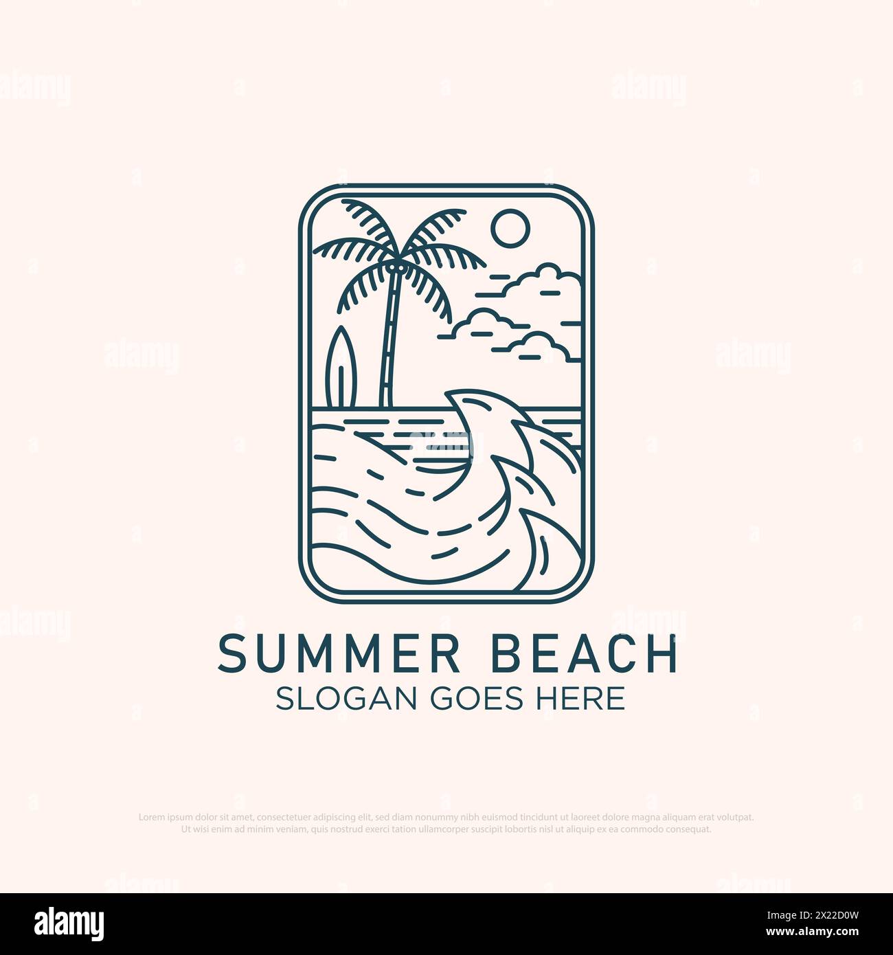 Beach of Paradise logo design with line art simple vector minimalist ...