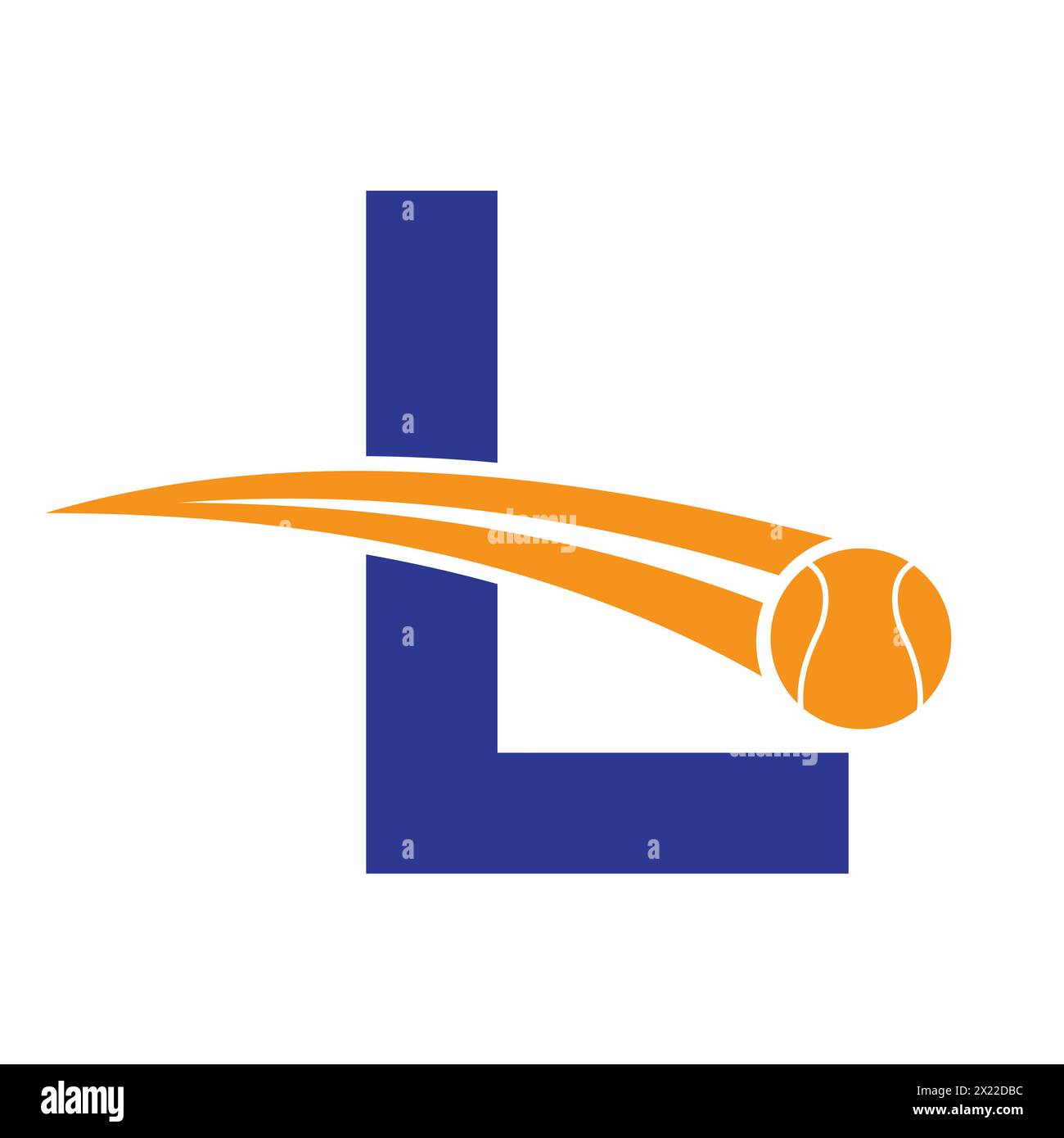 Tennis Logo On Letter L Concept With Moving Tennis Ball Symbol. Tennis Sign Stock Vector