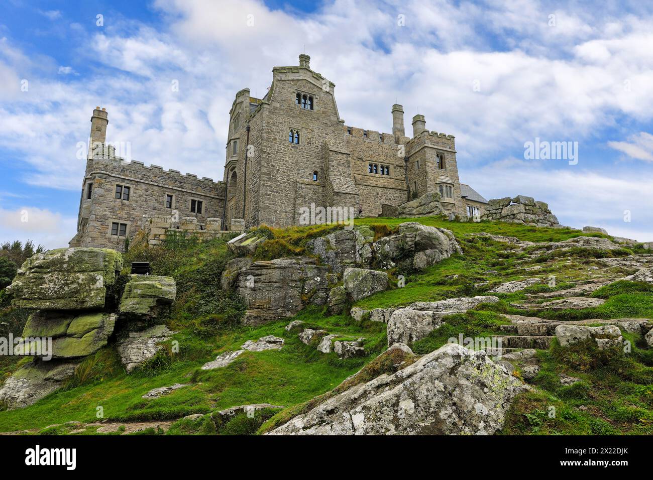 St Michael's Mount castle, on a tidal island in Mount's Bay, Marazion, Penzance, Cornwall, England, United Kingdom Stock Photo