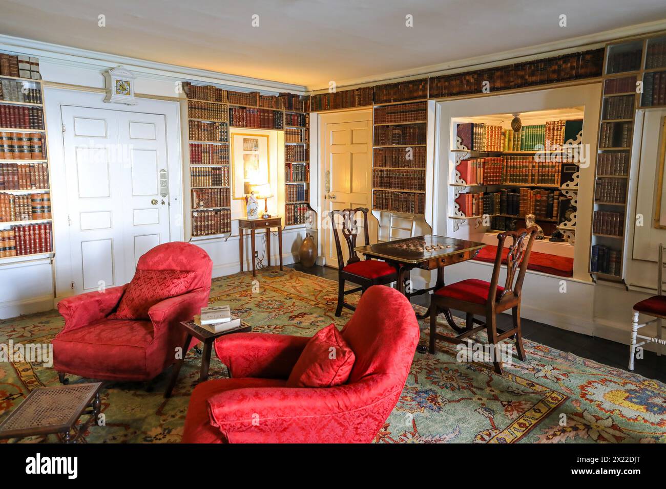 Inside the library at St Michael's Mount is a tidal island in Mount's Bay, Marazion, Penzance, Cornwall, England, United Kingdom Stock Photo