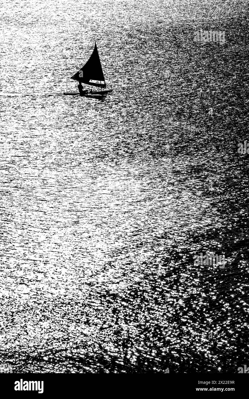Sailboat, Caribbean Sea, Kralendijk, Bonaire, Lesser Antilles Stock