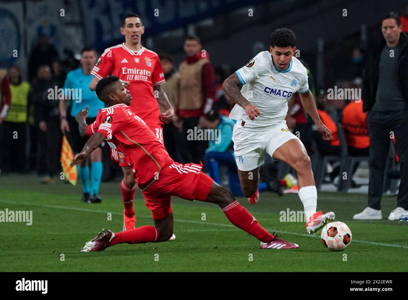 MARSEILLE, FRANCE 2024/04/18 Luis Henrique Tomaz De Lima (R) of Olympique de Marseille and