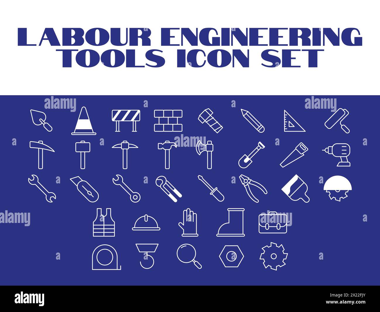 Labour day icon set. Labor Tools Icon Vector graphic illustration. Line ...