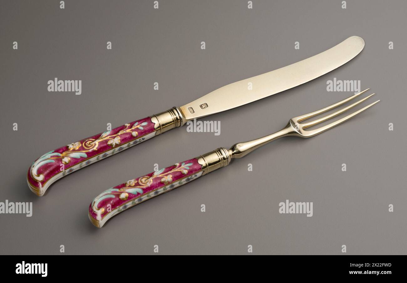 Set Of Six Dessert Forks And Knives, c1772 Stock Photo Alamy