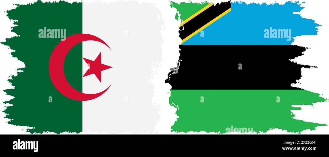 Zanzibar and Algeria grunge flags connection, vector Stock Vector Image ...