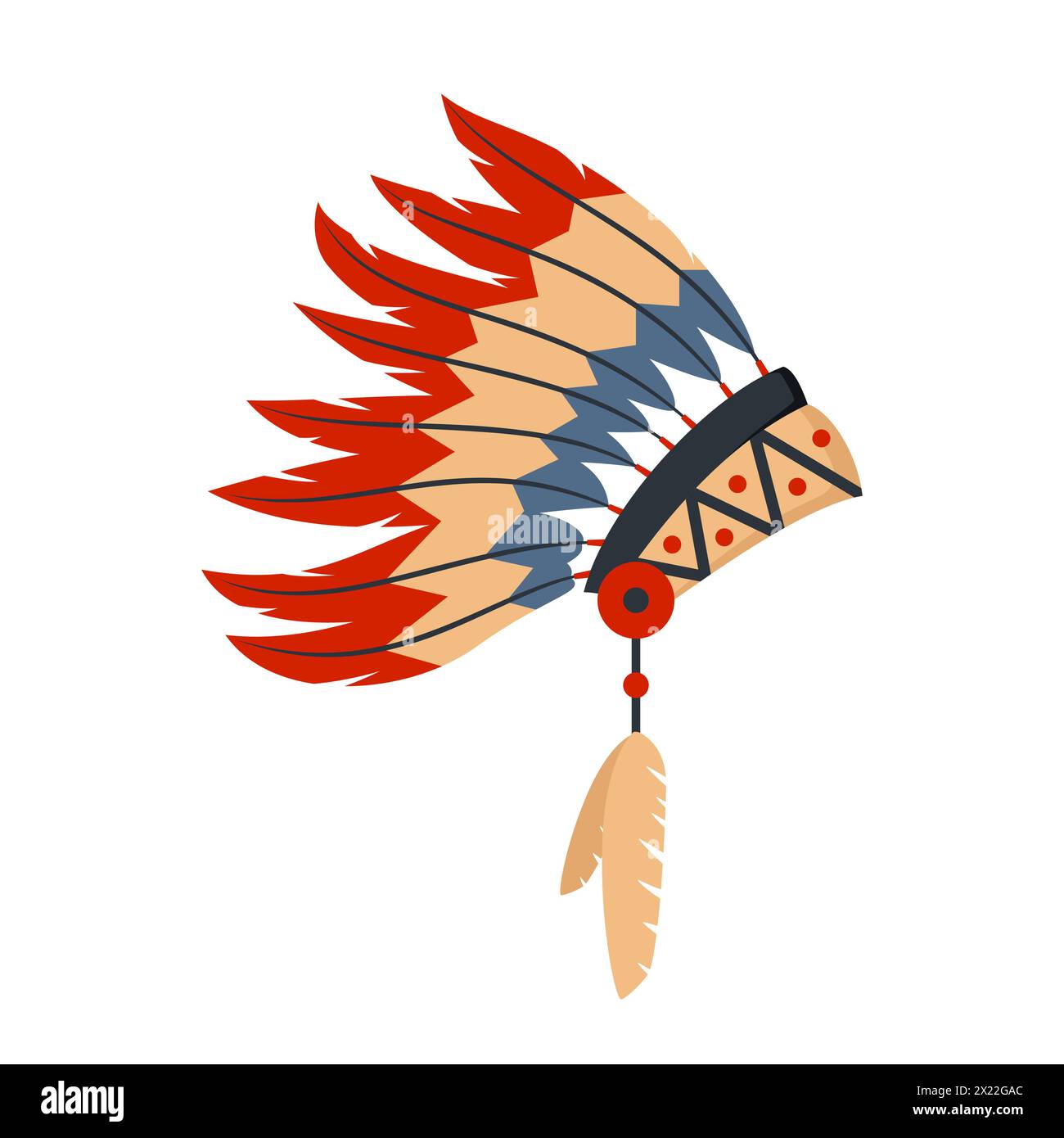 Chiefs War Bonnet With Feathers, Native American Indian Culture Symbol