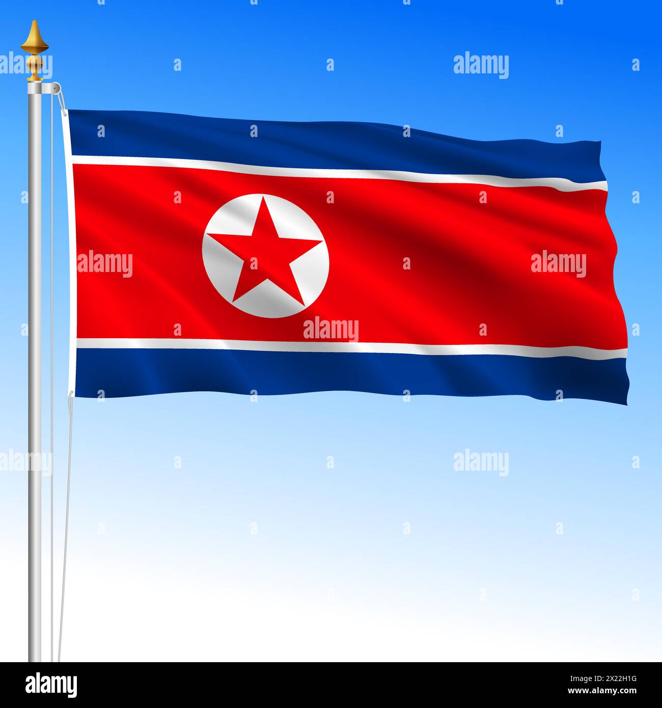 North Korea national waving flag, asiatic country, vector illustration Stock Vector