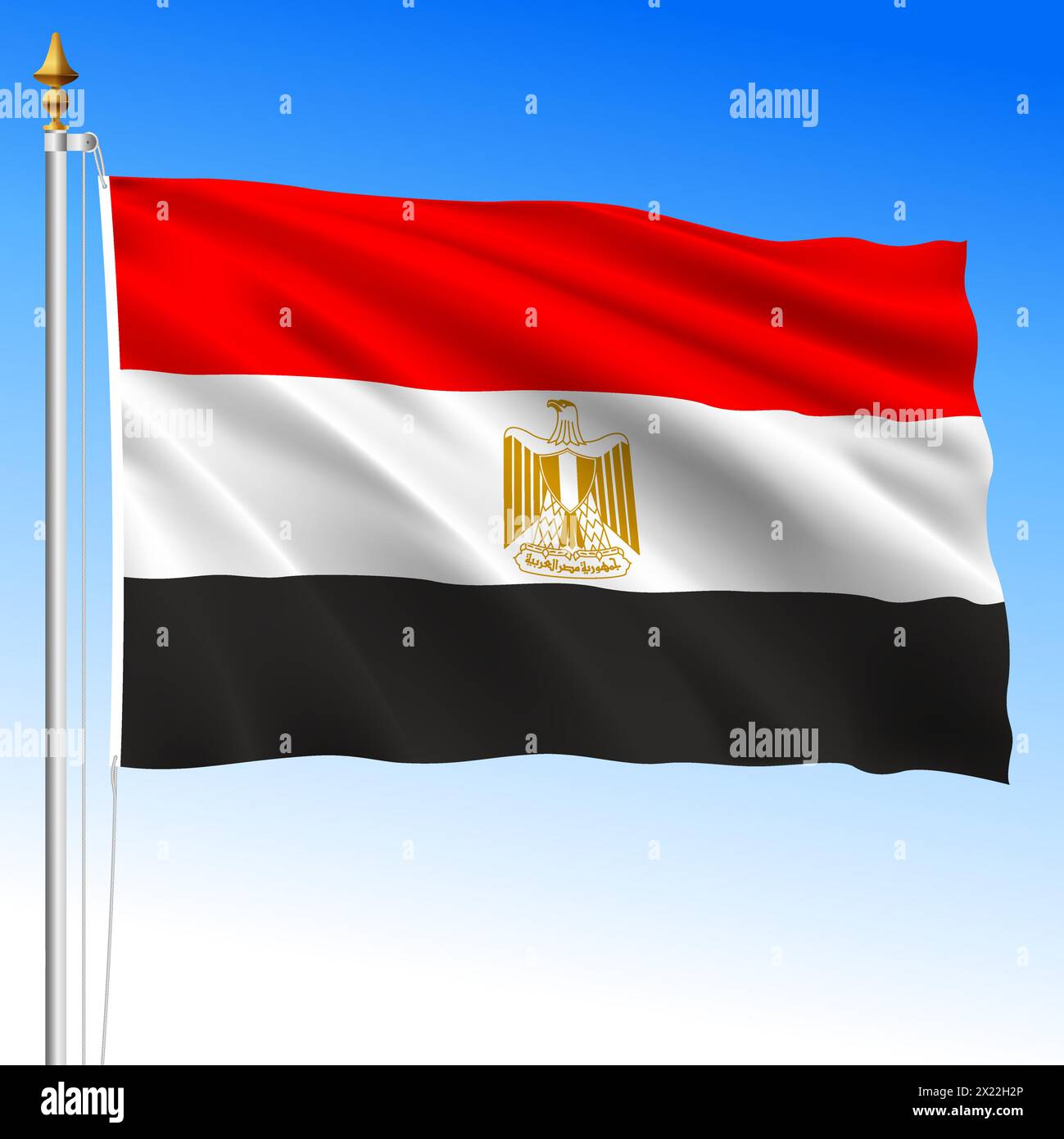 Egypt, official national waving flag, african country, vector