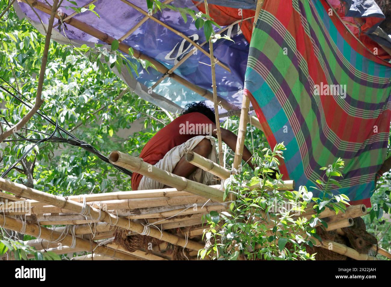 Dhaka, Bangladesh - April 19, 2024: Homeless Maruf is living there by ...