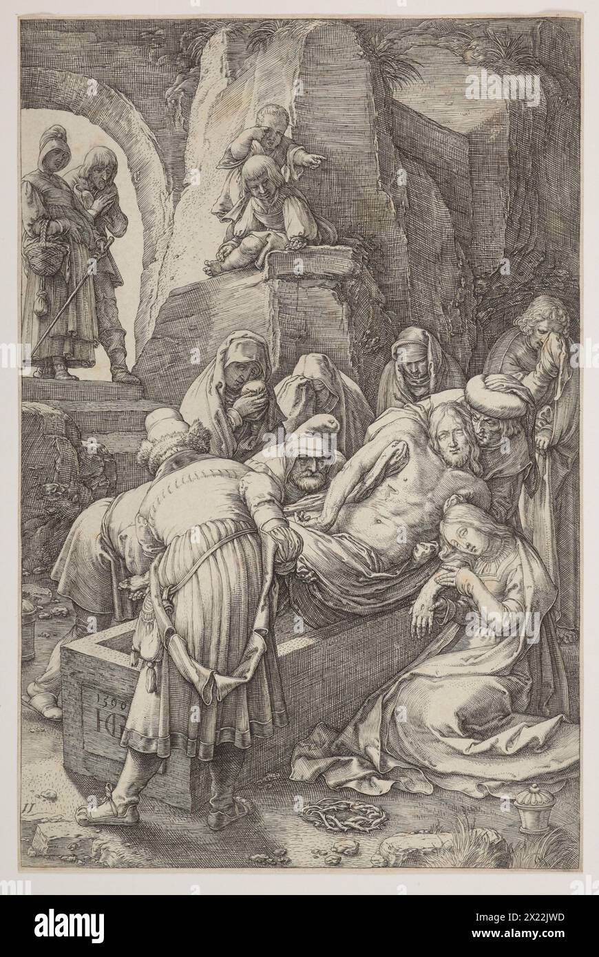 The Entombment, plate 11 from The Passion of Christ, 1596 Stock Photo ...