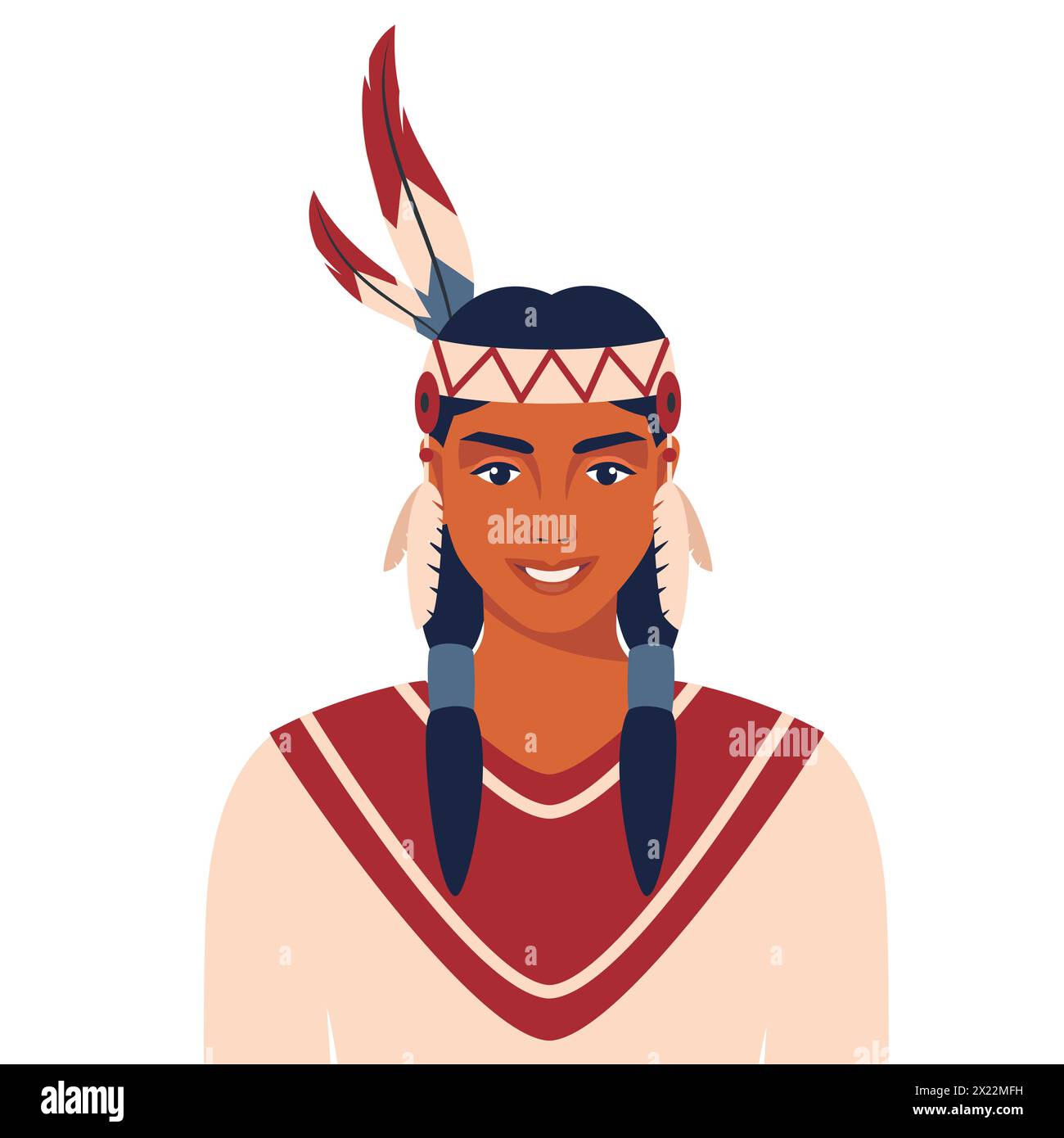Native american indian woman portrait in traditional costume with ...