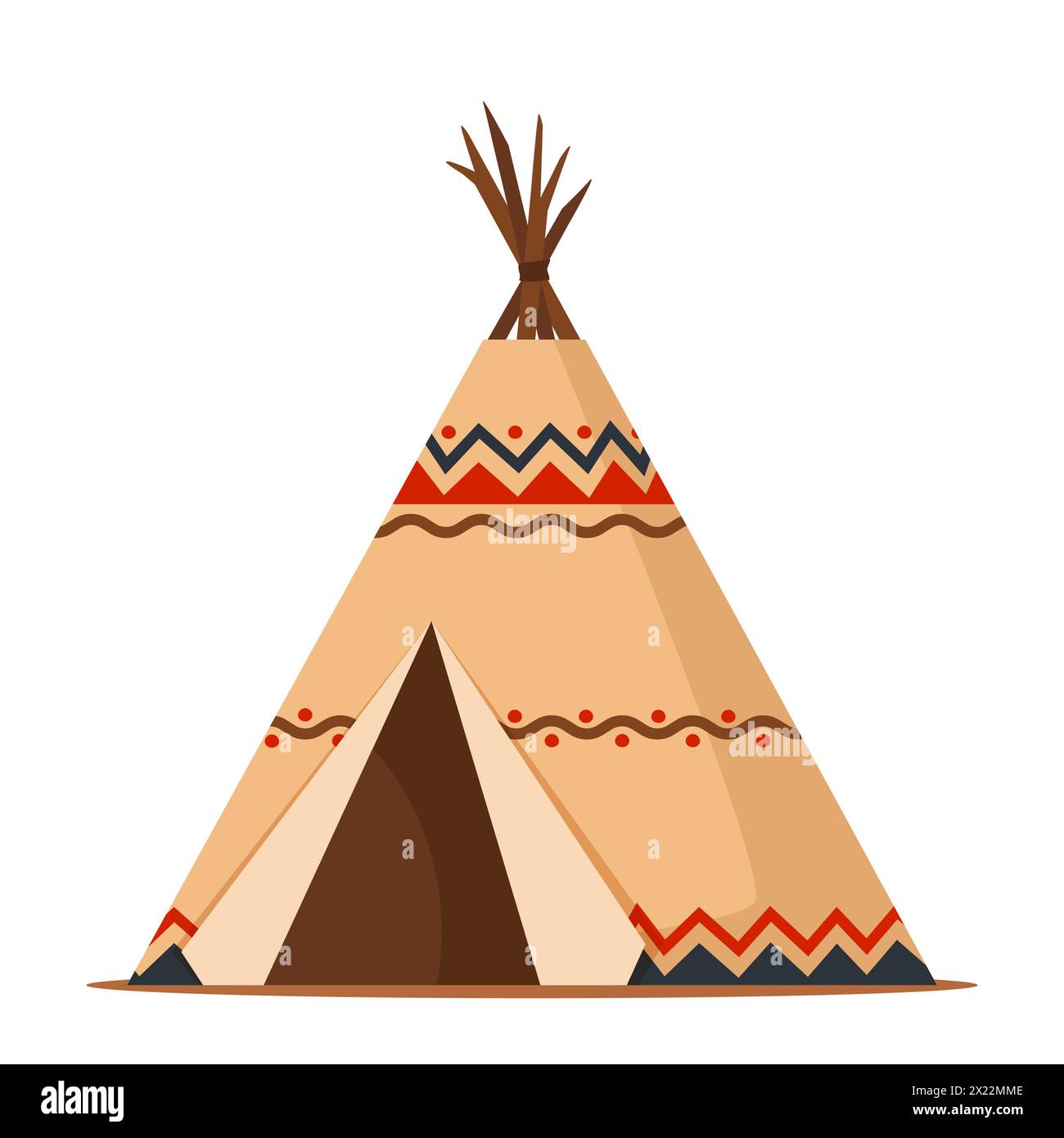 Teepee, lodge or wigwam. Traditional camp, tent style handmade home for indigenous people, Native Americans Stock Vector