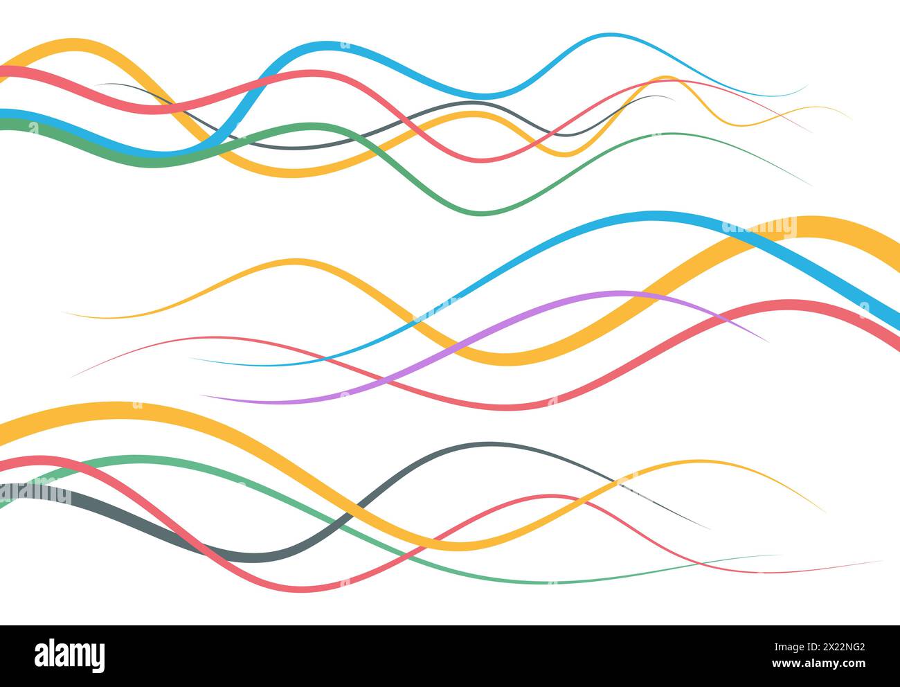 Set of abstract color curved lines. Wave design element. Vector ...