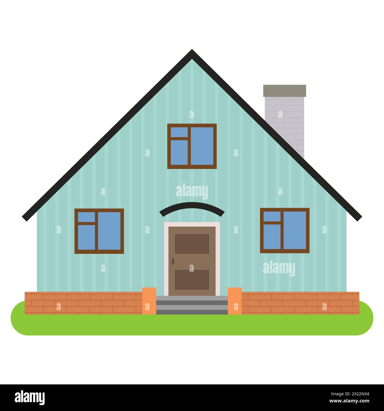 Private house with chimney on a white background. Vector illustration. Stock Vector